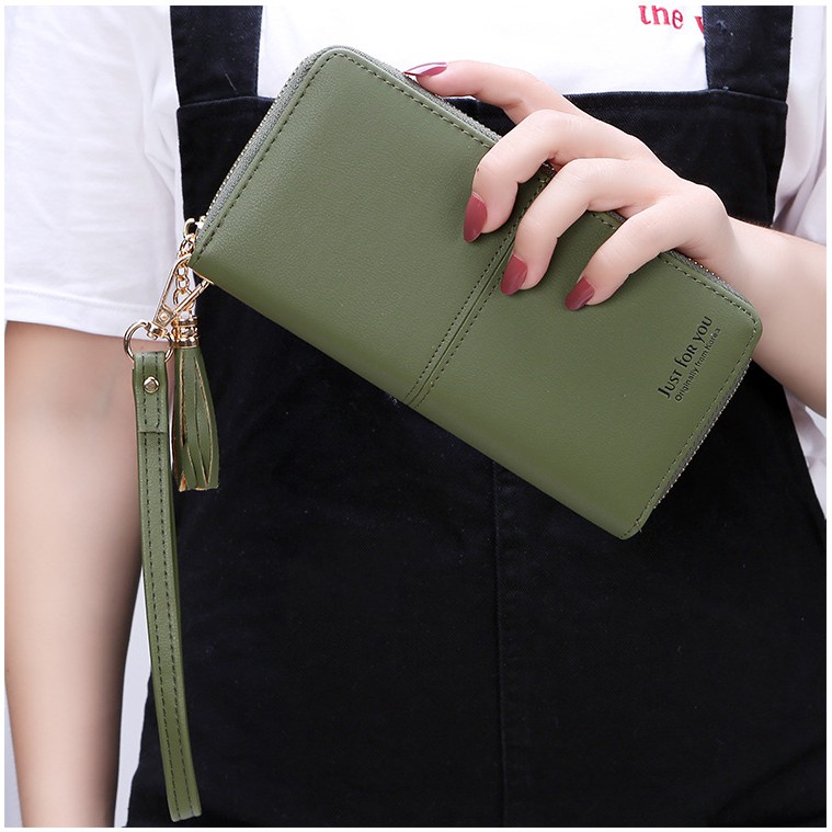 Ví cầm tay dài trơn đường kẻ thời trang A6 Shalla