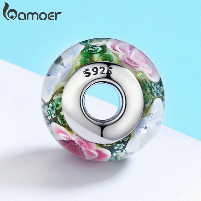 Mặt Phụ Kiện Trang Sức Bamoer SCZ073 bạc Sterling 925 Hình Hoa Lá Thanh Lịch