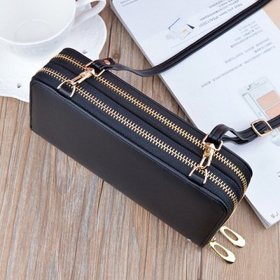Ví nữ dài cầm tay kèm dây đeo chéo, đeo vai NEW-0032 kiểu dáng 2 khóa kéo tiện dụng chất liệu da cao cấp, bền đẹp