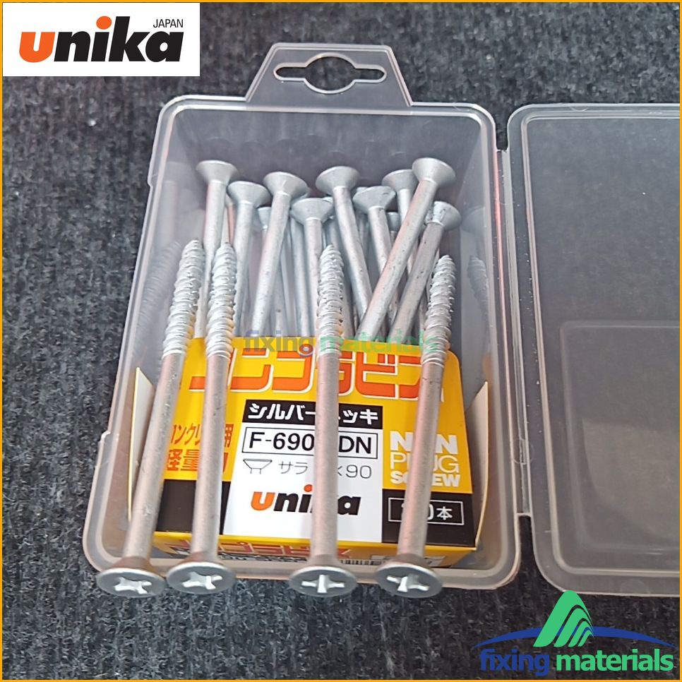 Vít bê tông Unika 6mm, loại dài 90mm, đầu bằng, mã F690