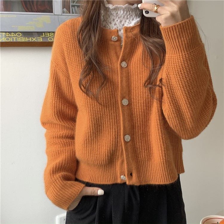 Áo khoác cardigan dệt kim tay dài dáng rộng thời trang xuân thu mới thanh lịch cho nữ