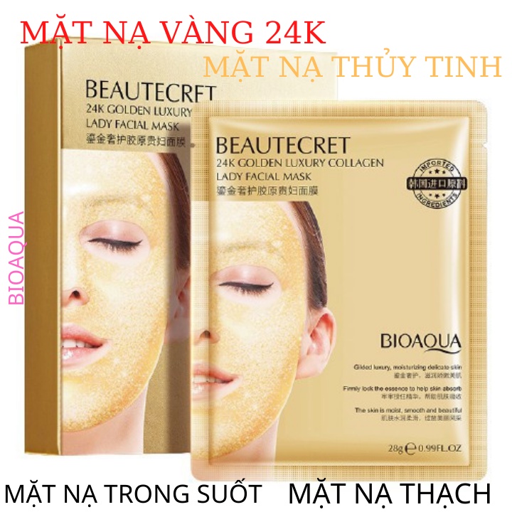 Mặt Nạ Thạch Thủy Tinh Trong Suốt Bioaqua Dưỡng Trắng Dưỡng Ẩm Cho Da Mặt Da Dầu Mụn Mặt Nạ Vàng 24k Nội Địa Trung