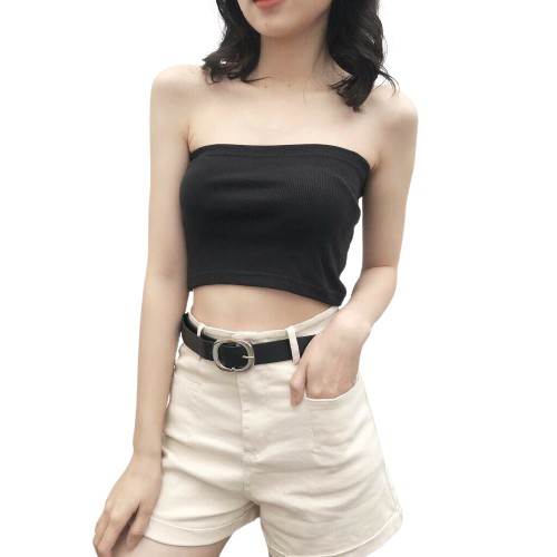 Áo quây ngực croptop trơn không dây ôm sát có thun ngang phía trên chống tụt lilyka AC01