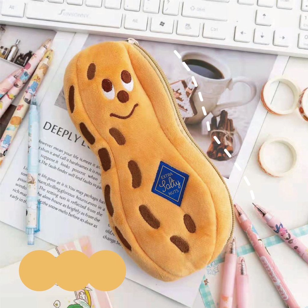 Bóp Viết Nhồi Bông Hình Hạt Đậu Phộng Dễ Thương Sáng Tạo Dành Cho Học Sinh