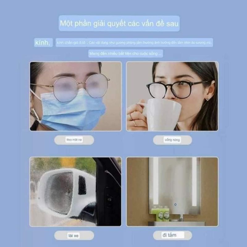 Khăn lau kính Nano , miếng khăn giấy chống bám hơi nước, lau sạch vân tay bụi bẩn trên mắt kính, đt
