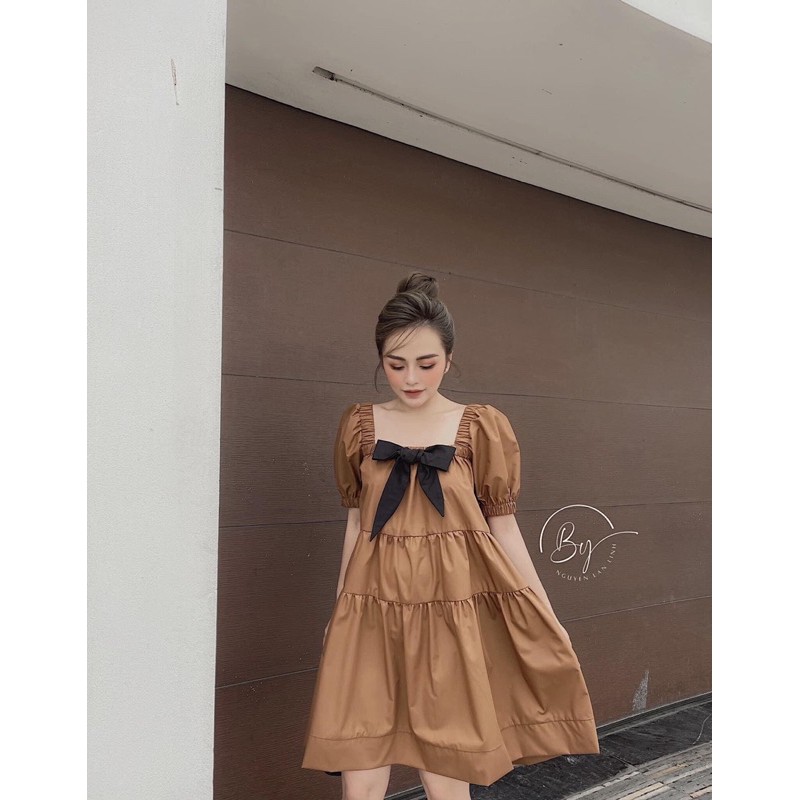 [Siêu Hot] Váy Thô Babydoll Nơ Ngực Tay Phồng 3 Màu, Đầm Nữ Thô Dáng Xoè Siêu Xinh Có Ảnh Thật Kèm Video | BigBuy360 - bigbuy360.vn