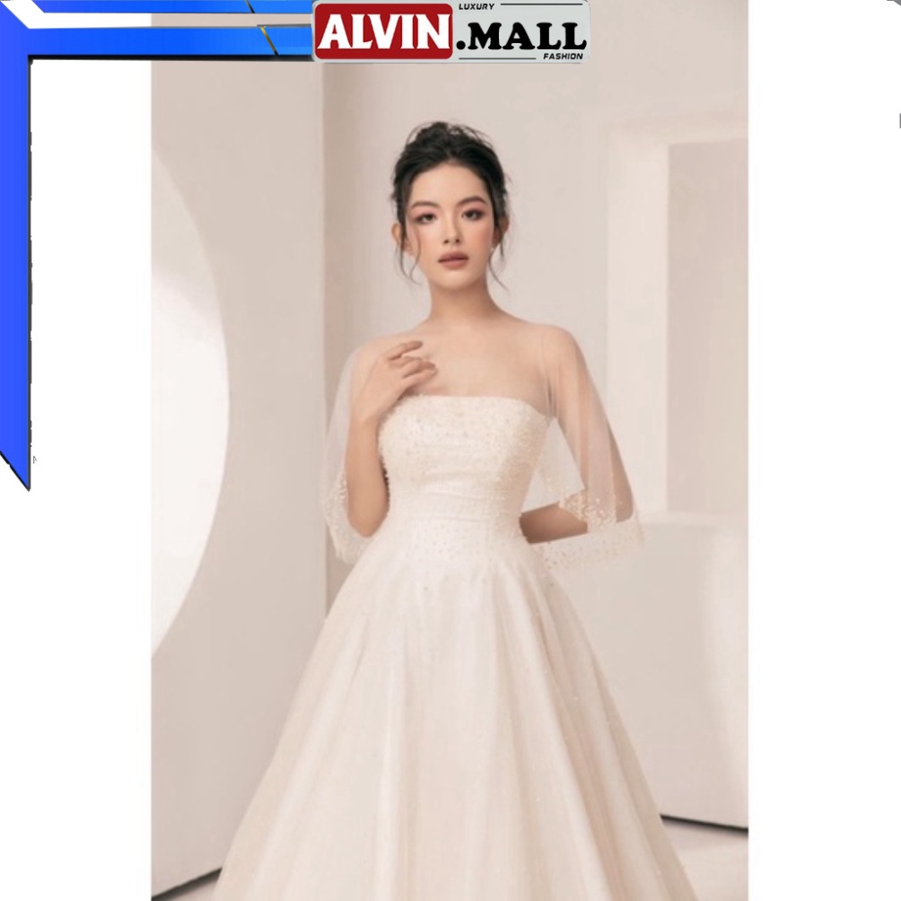 ✨Quảng Châu✨ Đầm maxi cúp ngực phối áo choàng cườm ngọc rời ALVIN.MALL - size M/L - MS163Y ALV