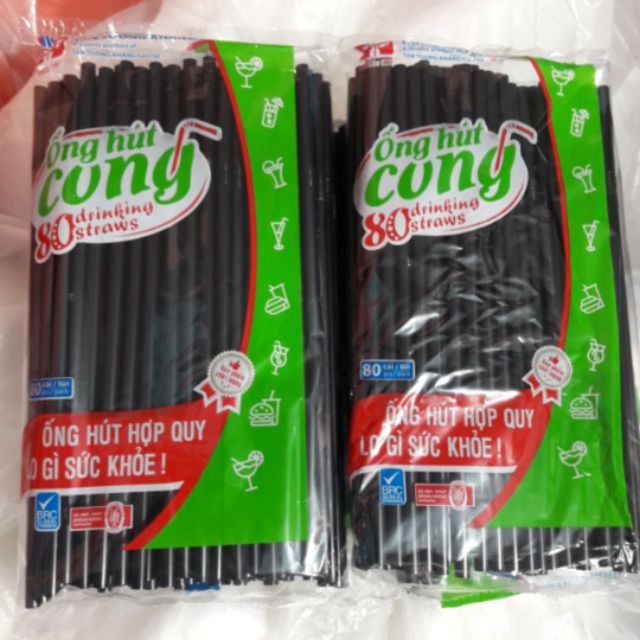 Ống hút đen bẻ đầu - bịch 70 ống