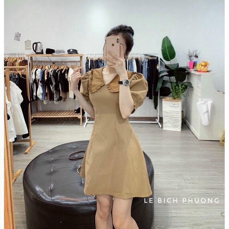Đầm Kate Xòe Cổ Bèo Tay Bồng - Đầm Dáng Ngắn Tiểu Thư Sang Chảnh Siêu Xinh - Đầm Phù Hợp Công Sở, Đi Chơi, Dự Tiệc