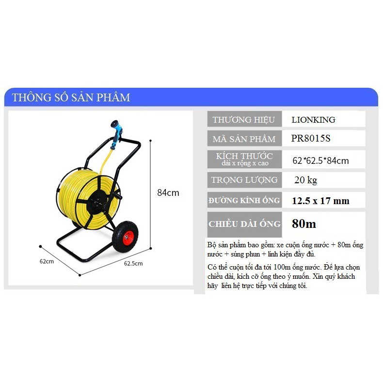 BỘ ỐNG NƯỚC TƯỚI CÂY 80M LIONKING PR 8015A