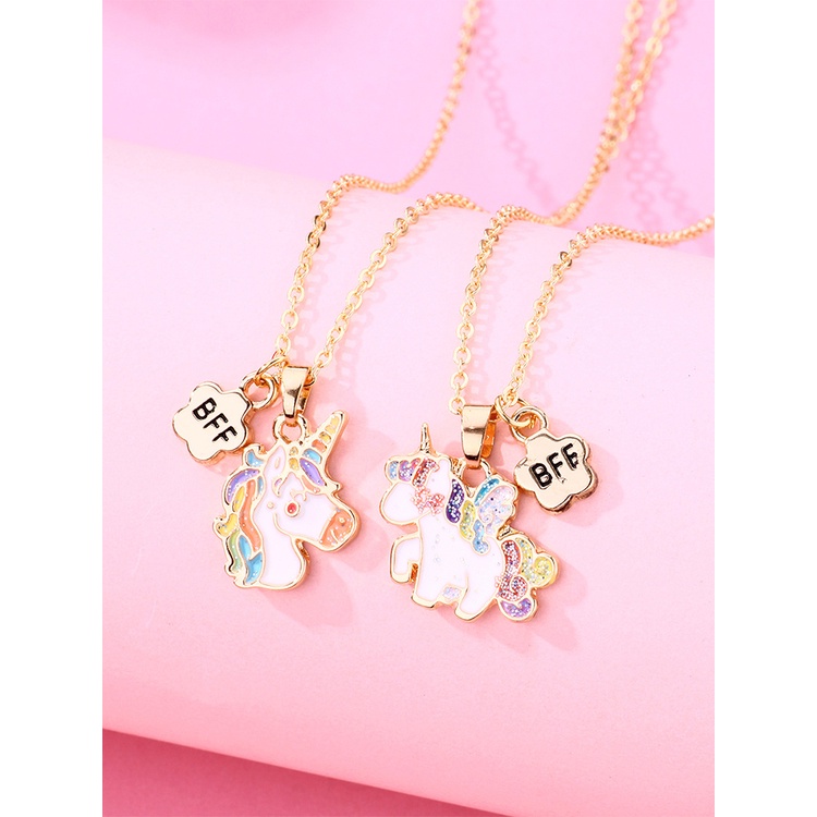 Set 2 Vòng cổ Mặt Kỳ Lân Hoạt Hình Nhiều Màu Sắc Độc Đáo