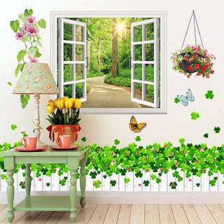 Decal dán tường Cửa sổ hướng rừng