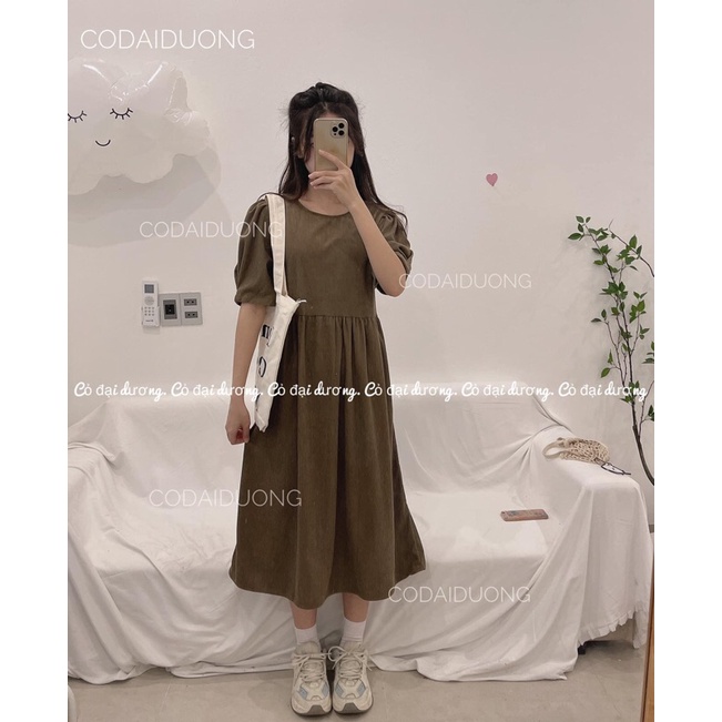 Váy bbd nhung tăm buộc eo