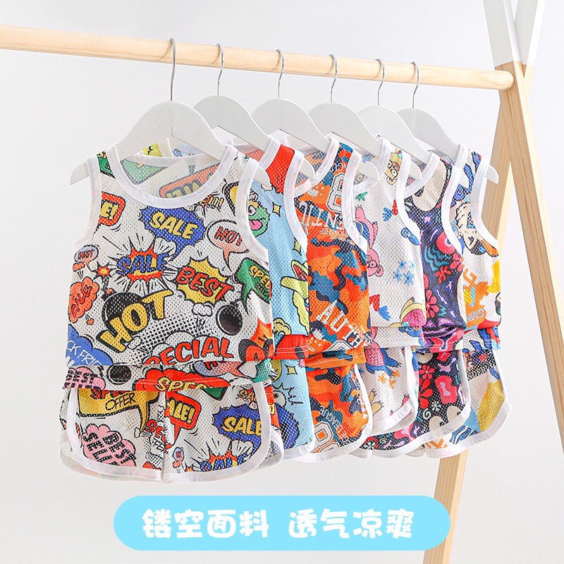 Bộ đồ ngủ không tay phối vải lưới thời trang Hàn Quốc cho nữ
