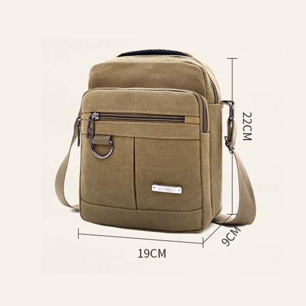Túi Đeo Chéo Mini Bag Nam nữ Unisex đựng Ipad Mini Vải Canvas Nhập Khẩu Thương Hiệu LEOBAG Màu Nâu / Đen T24 | BigBuy360 - bigbuy360.vn