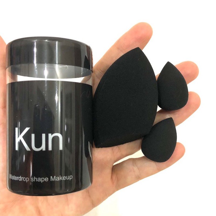 Bông mút tán kem nền Kun set gồm 3 chiếc siêu mịn bám phấn chuyên dùng cho makeup