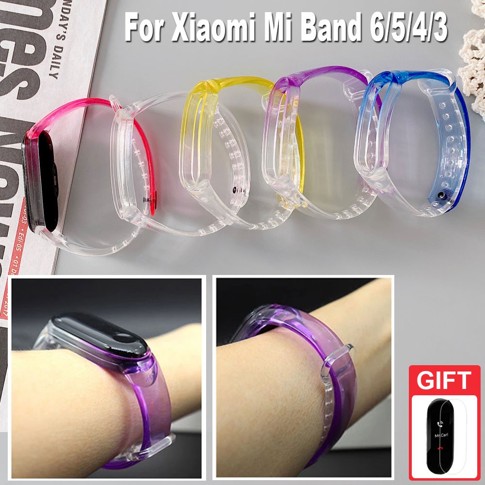 Dây đeo silicone trong suốt thoáng khí cho Xiaomi Mi Band 6 5 4 3