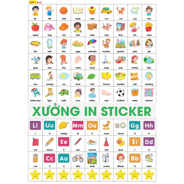 Sticker từ vựng Tiếng Anh 1 BGD- Hoàng Văn Vân