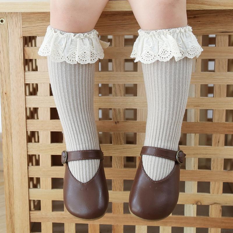 Vớ Ren Ống Lửng Cotton Chải Kĩ Mềm Thoải Mái Cho Bé Gái