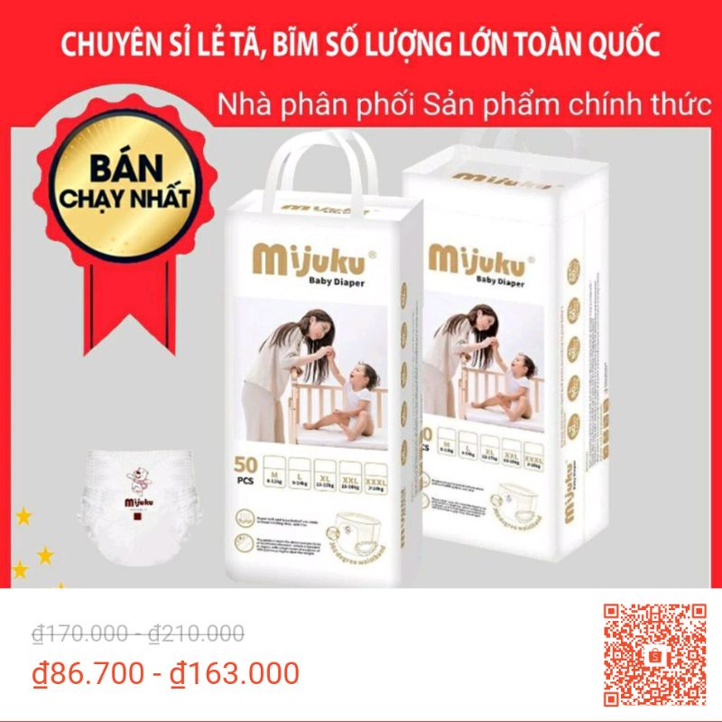 Tã bỉm quần Mijuku siêu  thấm hút 100m đủ  size M_L_Xl_XXL_XXXL chính hãng