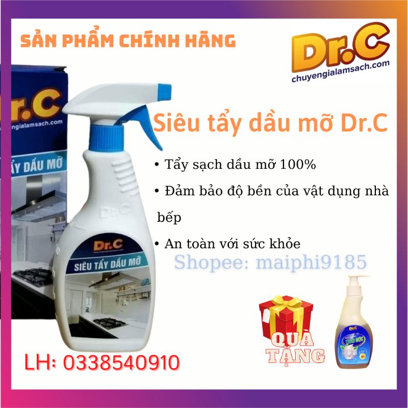 [TẶNG QUÀ] SIÊU TẨY DẦU MỠ DRC 500ML TẨY SẠCH XOONG, NỒI, BẾP GA, TẤM LƯỚI HÚT MÙI, VỆ SINH NHÀ BẾP