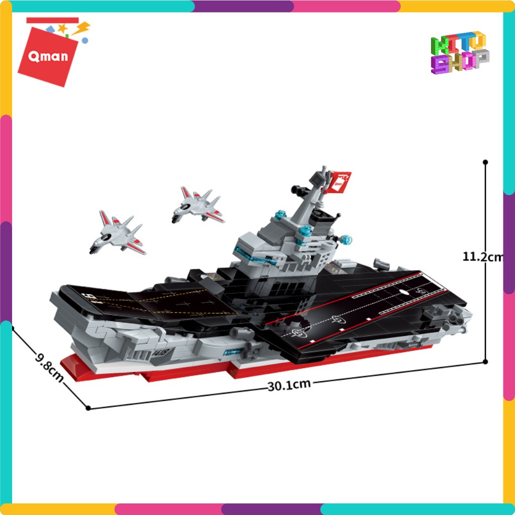 Bộ Đồ Chơi Xếp Hình Thông Minh Qman 678 Mảnh: Tàu Sân Bay Liaoning 1418 Cho Trẻ Từ 6 Tuổi