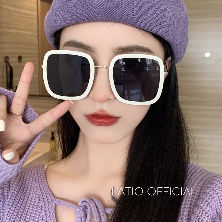 Kính mát nữ LATIO kính râm thời trang 2023 mắt vuông sang chảnh kết hợp mắt kính chống tia UV KM62