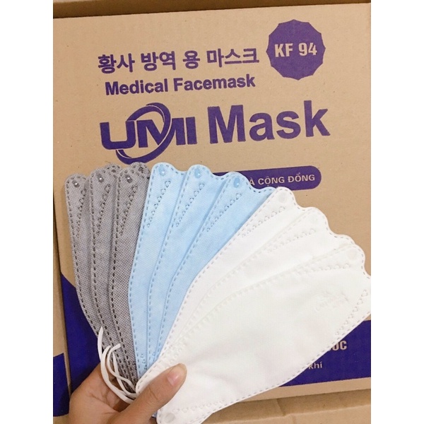 Combo 50 chiếc khẩu trang KF94 Umi Mask, Khẩu trang 4 lớp chống bụi mịn, sản xuất theo công nghệ Hàn Quốc