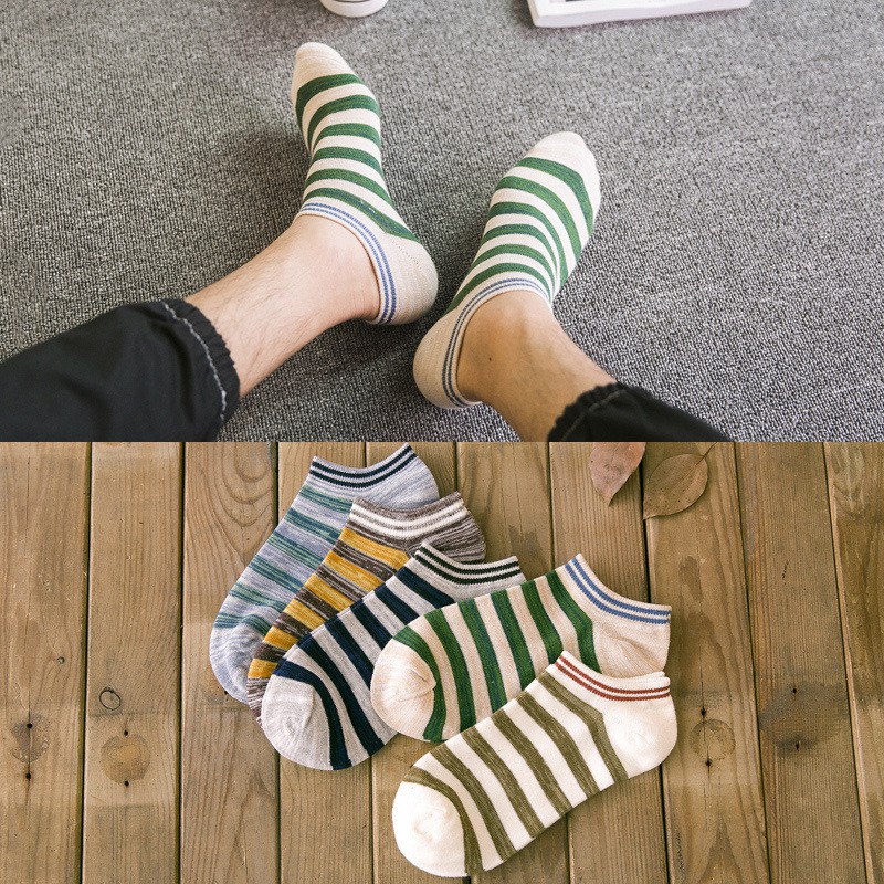 Set 5 đôi tất ngắn cổ sọc ngang