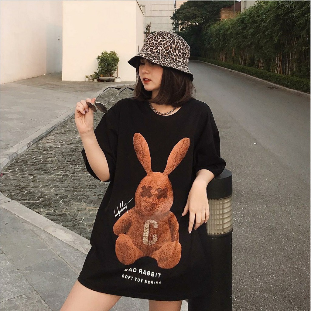 Áo phông Oversize Unisex Bad Rabit đen phong cách trẻ trung năng động