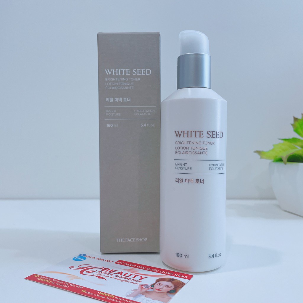 Nước hoa hồng trắng da dưỡng ẩm se khít lỗ chân lông The Face Shop White Seed Brightening Toner 145ml