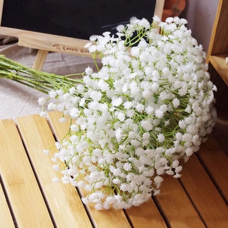 Lọ Hoa Gypsophila Giả Màu Trắng Đơn Giản Trang Trí Nhà Cửa