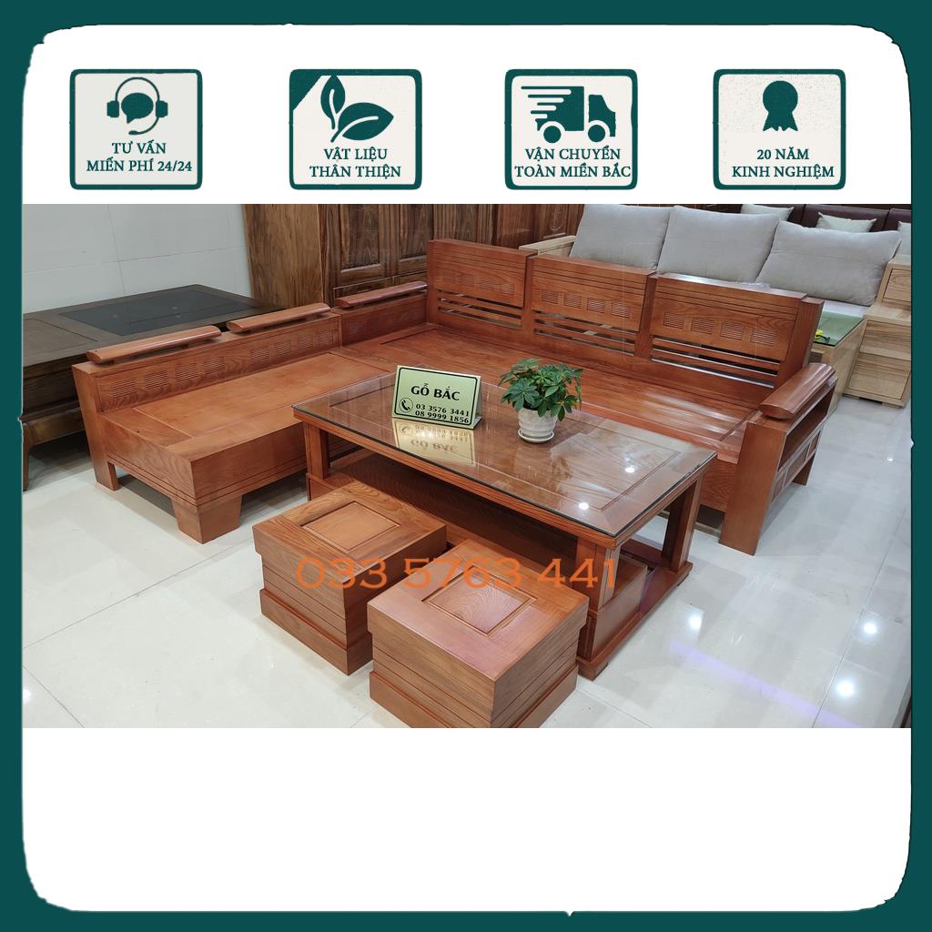 Ảnh thật kèm video sofa góc trứng gỗ sồi Nga 100% cho phòng khách mini - ghế sofa kích thước 2mx1m8