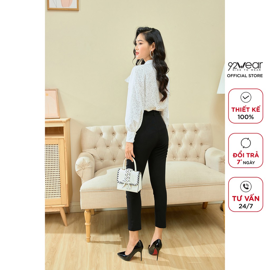 Quần tây nữ 92WEAR âu baggy công sở, thanh lịch, thoải mái QAA1602