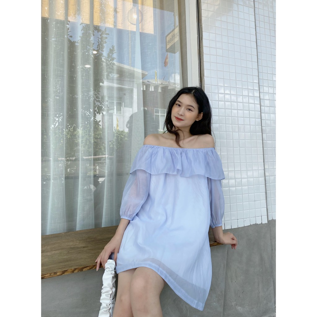 YU CHERRY | Đầm trễ vai organza có tay lửng Zoey Dress YD144