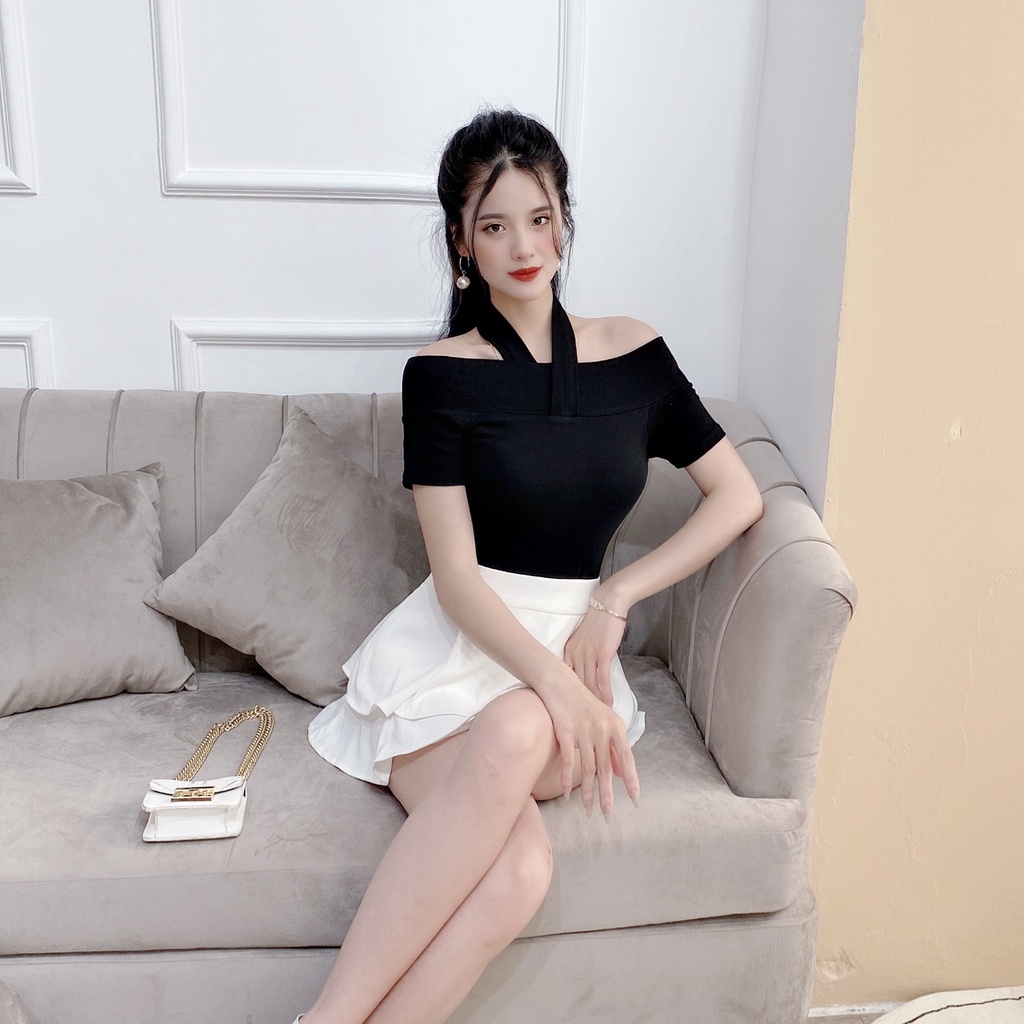 Áo thun trễ vai dây cổ ôm body cá tính A1238 HILA