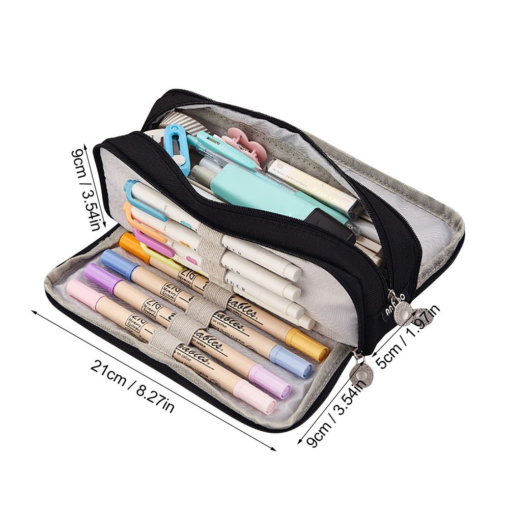 Túi đựng bút bằng vải canvas hai đầu sức chứa lớn màu sắc đa dạng