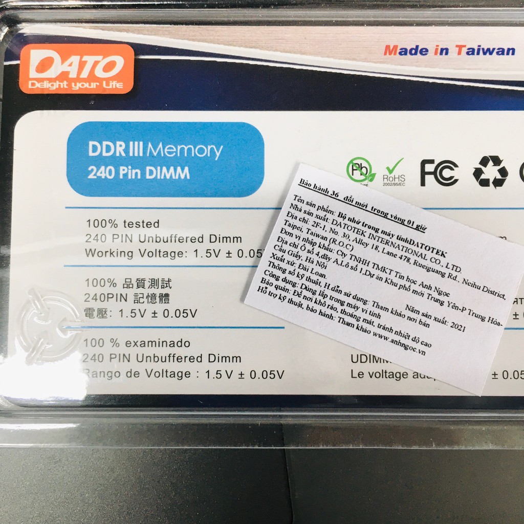 Ram máy tính để bàn DDR3 4GB bus 1600