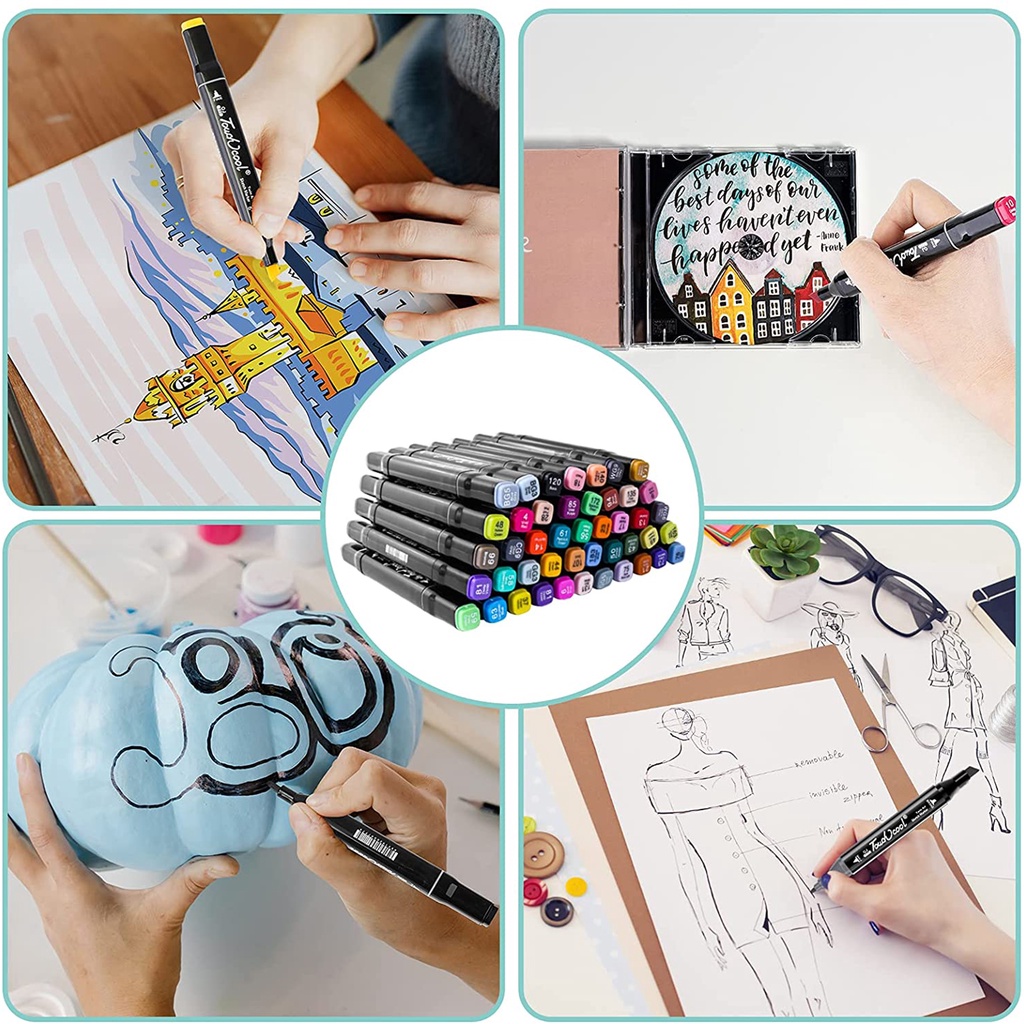 Bút màu Marker Touch Cool họa cụ tô màu dạ vẽ tranh anime Bộ 30/60/80 Lalunavn-B66