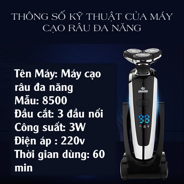 Máy cạo râu đa năng 3 lưỡi kép Rayco, Máy cạo râu cạo sát, êm, sạc pin nhanh, chống nước