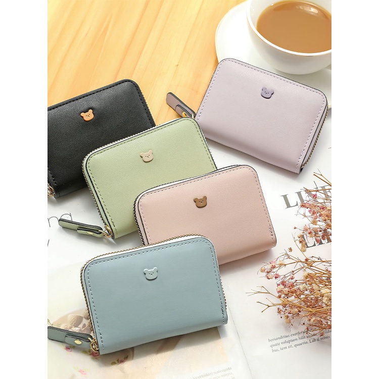 New Women Card Pocket Card Holder Small Zipper Purse Short Card Wallet for Women