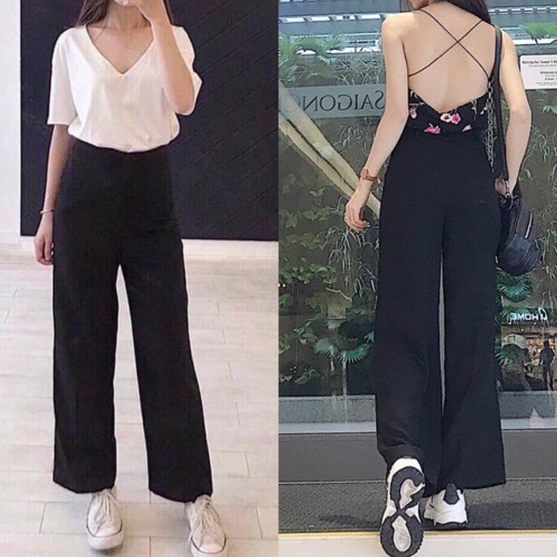 (CÓ BIG SIZE) Quần ống suông culottes ulzzang đen dự tiệc du lịch đi học công sở | BigBuy360 - bigbuy360.vn