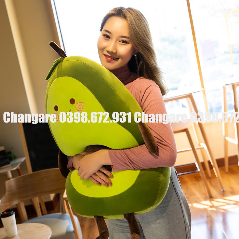 Gấu bông trái bơ tròn đáng yêu, gối ôm quả bơ cho bé ôm ngủ có đủ size