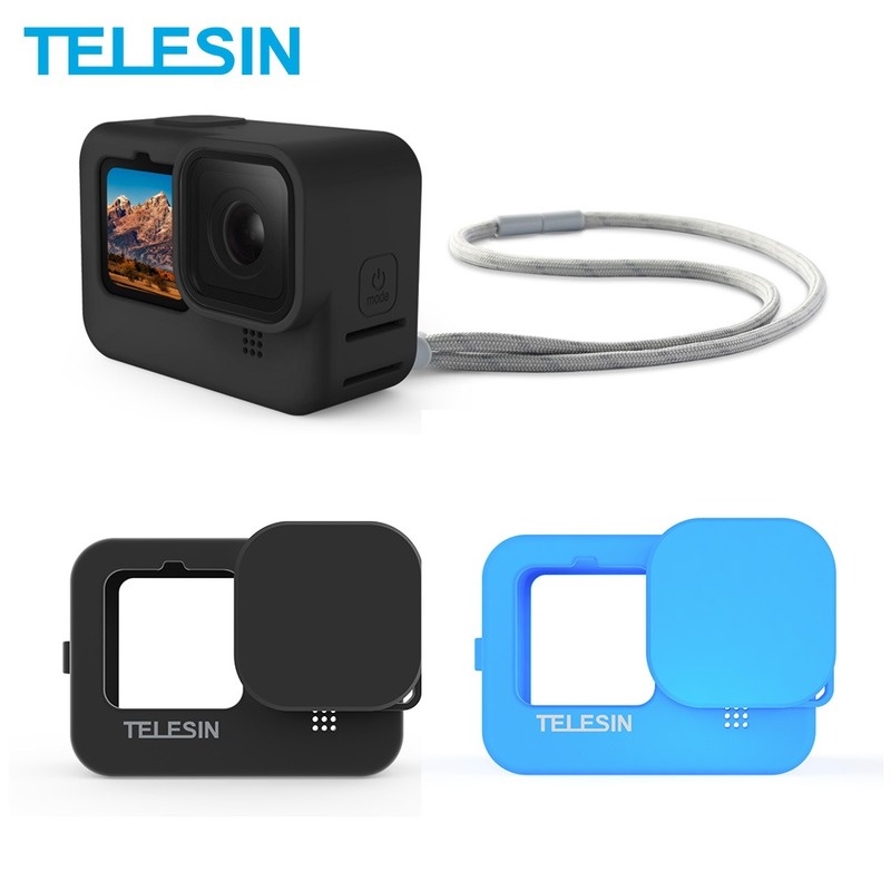 Telesin Ốp Silicon Mềm Có Nắp Bảo Vệ Ống Kính Máy Ảnh GoPro Hero 11 10 9