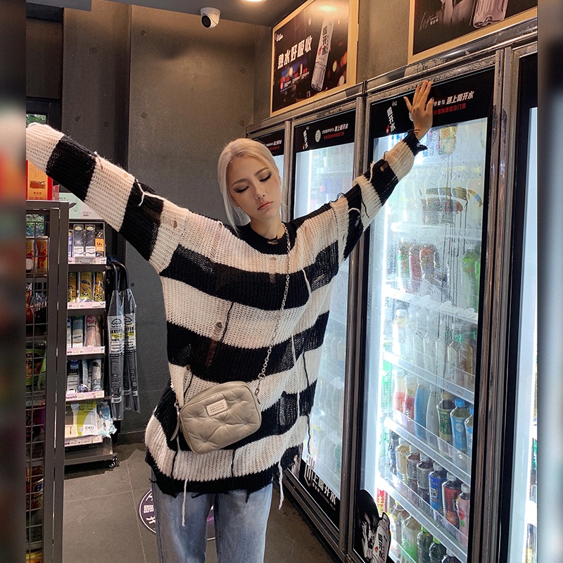 Áo cardigan len lưới cổ tròn dài tay phong cách cá tính thời trang Becky