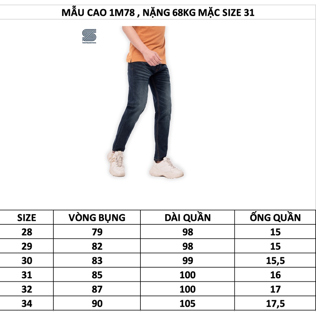 Quần jean nam ống đứng màu xanh đậm basic chất liệu denim cao cấp co giãn Vnline - QJGST933