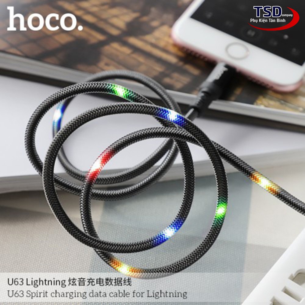 Cáp Hoco U63 Chính Hãng Phát Sáng Theo Nhạc ( Micro - Lightning - TypeC )