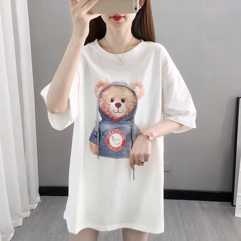 [SIÊU SALE] Áo Thun Tay Lỡ Unisex Hình Gấu Đội Mũ in 5D Nét Căng, Áo Phông Form Rộng Nam Nữ (Kèm Ảnh Thật Trải Sàn)
