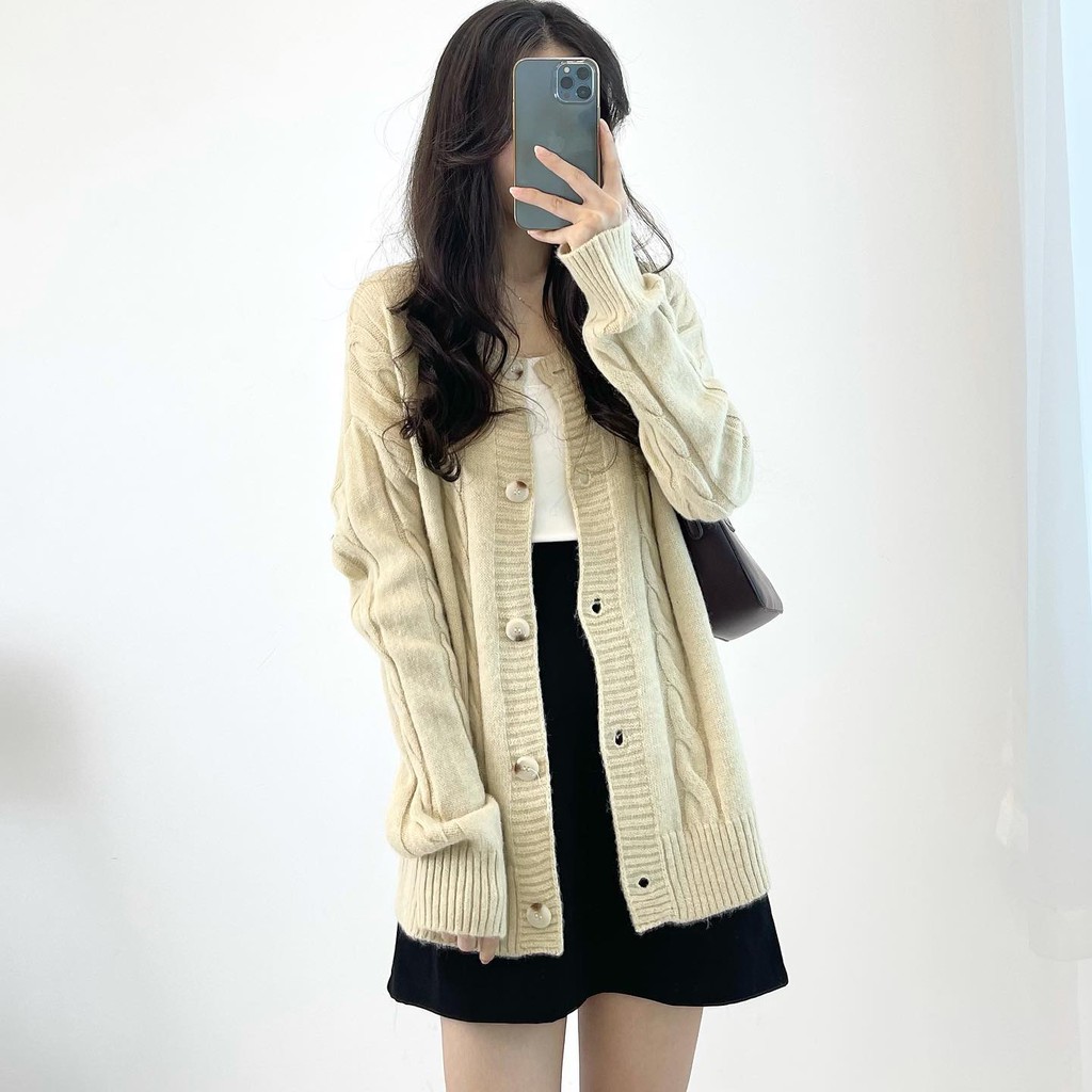 (FREESHIP) Áo len cardigan thừng hàng quảng châu Miho house
