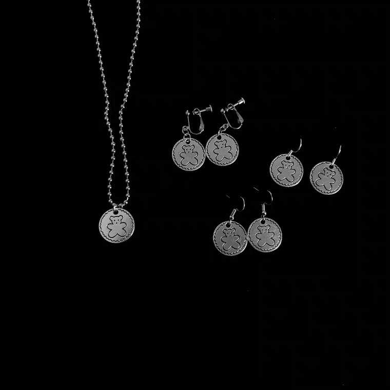 Dây chuyền + khuyên tai hình gấu thời trang cho cặp đôi